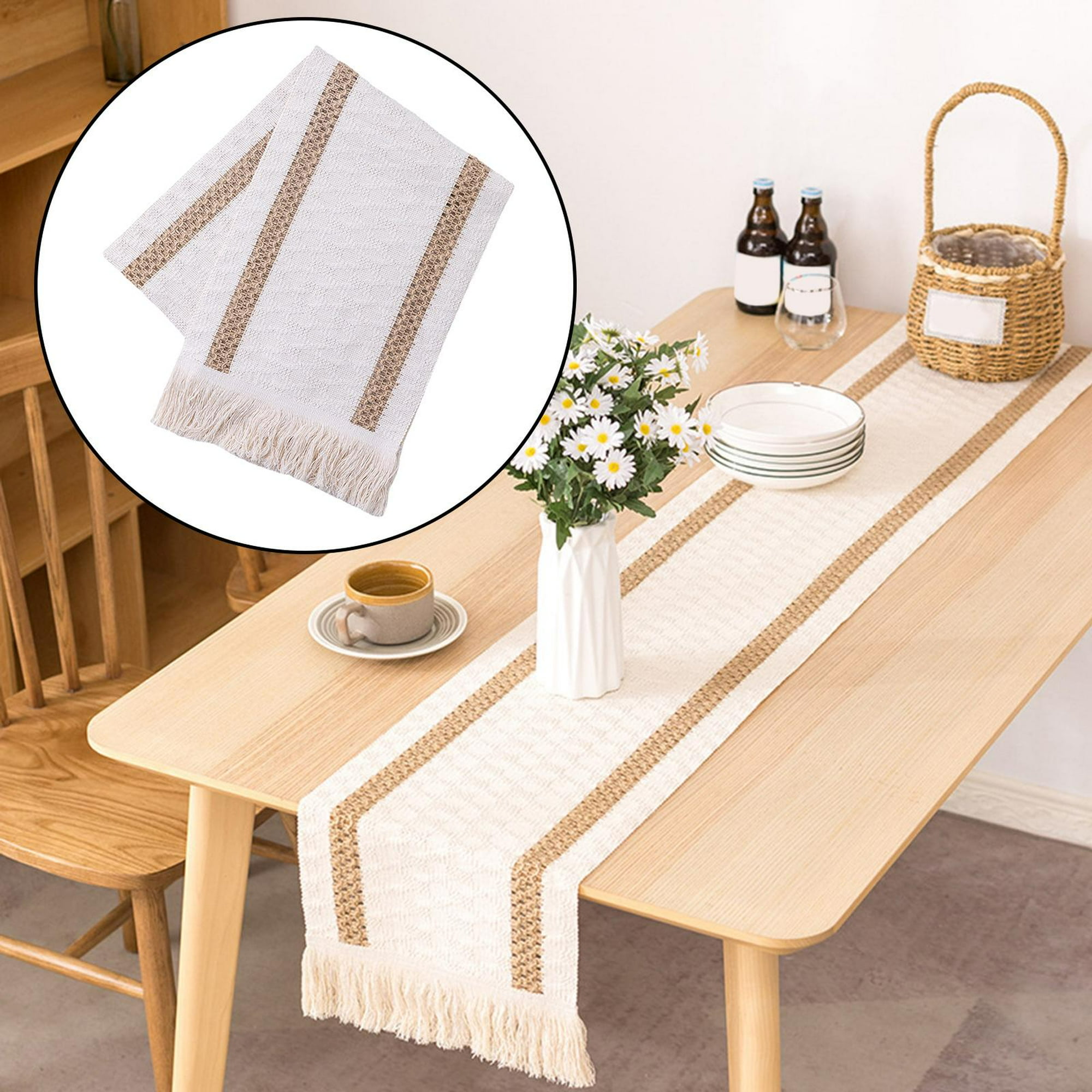 2 manteles individuales redondos bohemios con borlas de yute natural tejido  de macramé para comedor, cocina, decoración de mesa, estilo 1