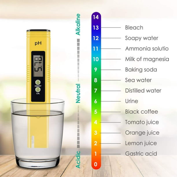 Medidor de PH digital para agua, 0.01 PH Probador de PH tipo bolígrafo de  alta precisión para agua potable doméstica, acuarios, piscinas, rango de PH