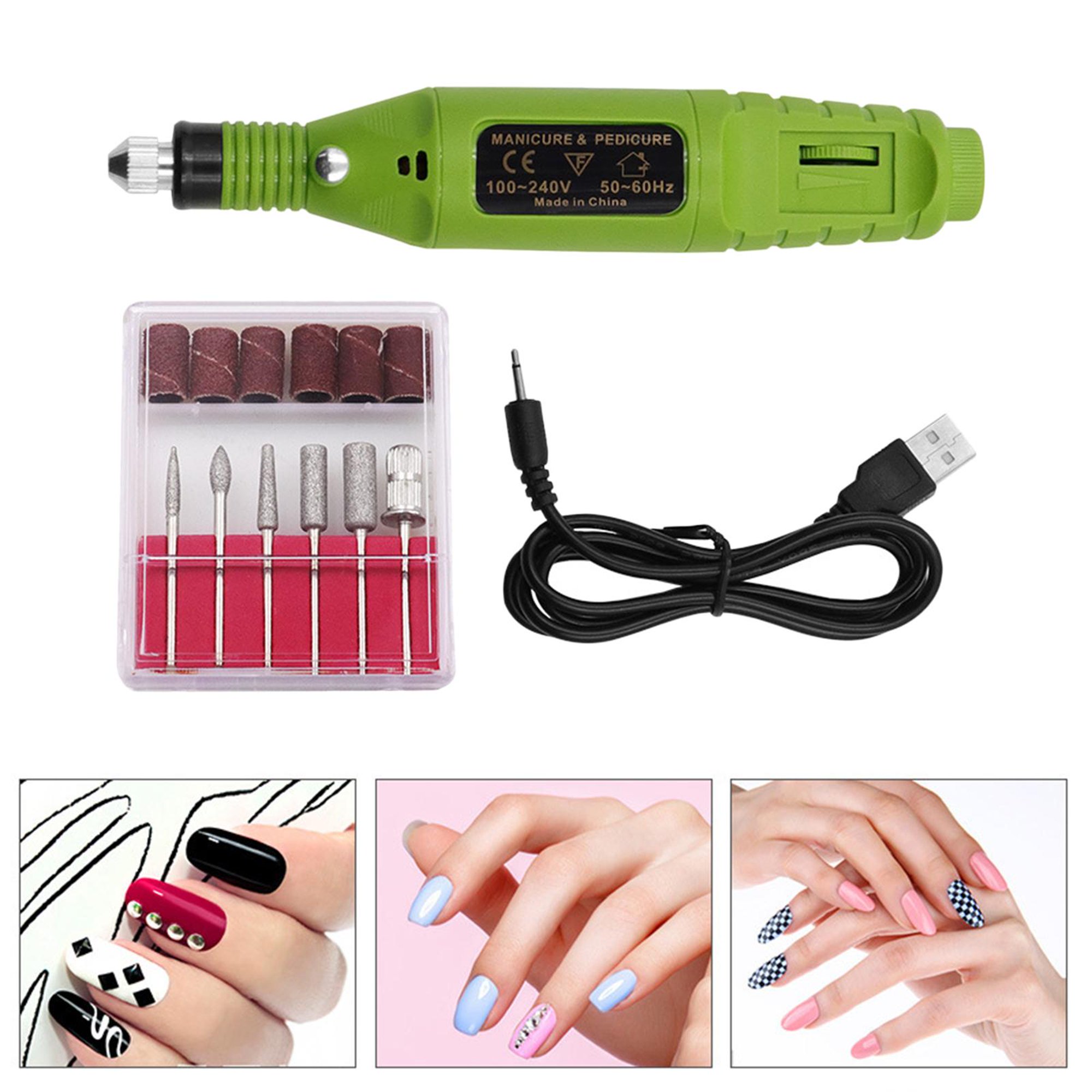 Mini taladro eléctrico para uñas, amoladora, Carver, eliminación de ,  taladros intercambiables para principiantes, exfoliante, atención de -  Verde perfecl Pluma de taladro de uñas