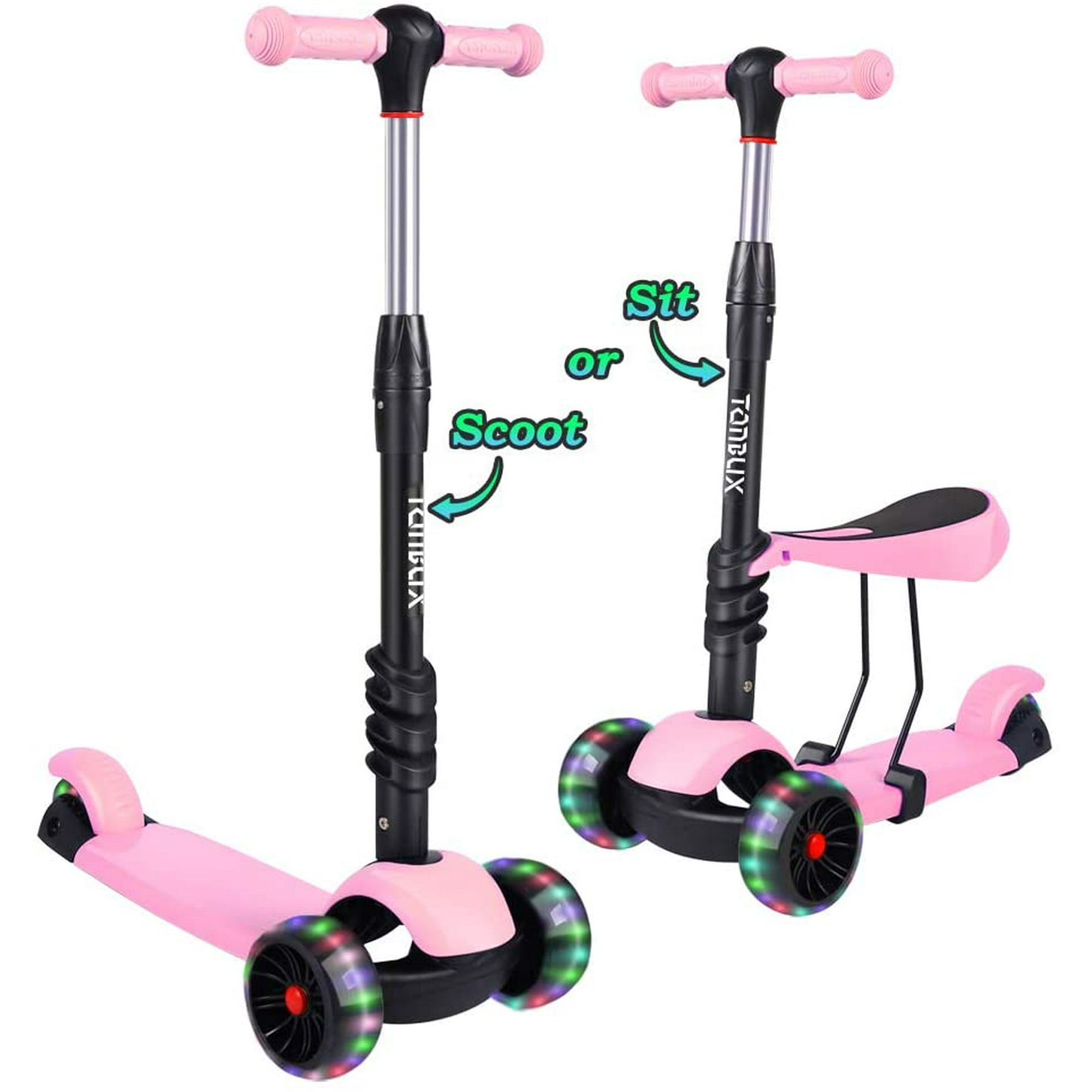 TONBUX Scooter para niños de 3 a 12 años scooter para niños pequeños con 4  alturas ajustables scooter de 3 ruedas iluminado diseño de absorción de –  Yaxa Store