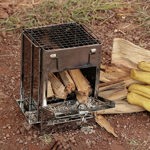 Estufa plegable, equipo de Camping, calefactor de madera de fuego, parrilla  de barbacoa portátil, suministros de cocina de pícnic al aire libre con  mango de calor 화난로