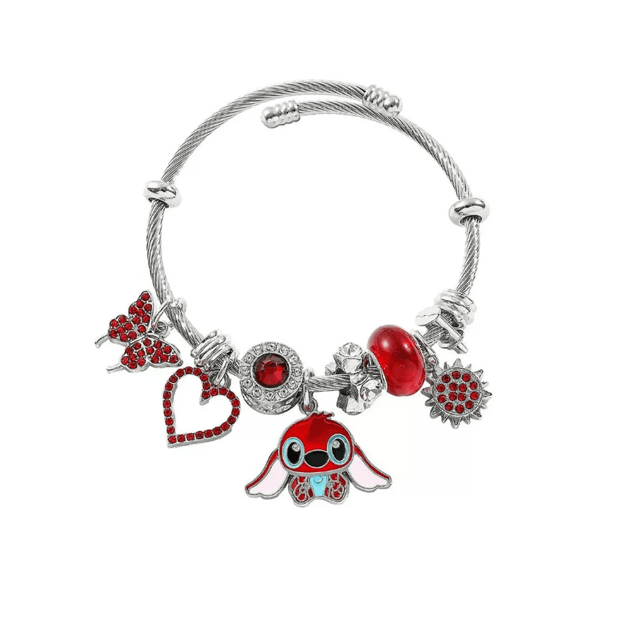 Pulsera plata para stitch dije ajustable joyeria mujer