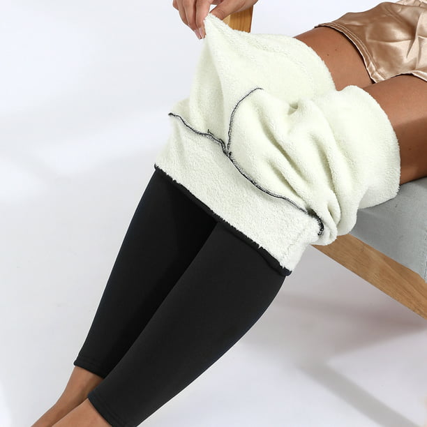 Leggings de cintura cálidos de invierno con forro polar para mujer - L  Sunnimix Pantalones de mujer con forro polar