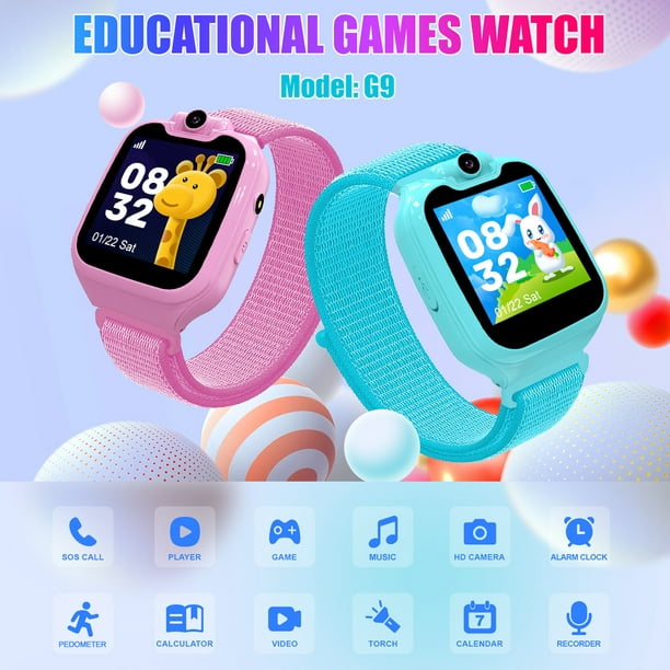 Reloj Inteligente Niño Niña - Haga y Responder Llamadas, SOS Llamada de  Emergencia, 2 Cámaras 18 Juegos 16 Funciones, Smartwatch Fashion para Niños