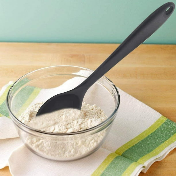 Juego de cucharas antiadherentes de silicona, 2 cucharas de silicona para  cocinar cucharas de cocina resistentes al calor para mezclar, cucharas de