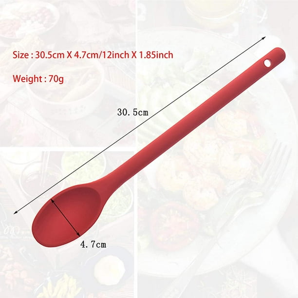 XIAOXGXF Juego de 2 cucharas de cocina de mango largo de 13.2 pulgadas,  cucharas grandes de acero inoxidable ranuradas para cocinar