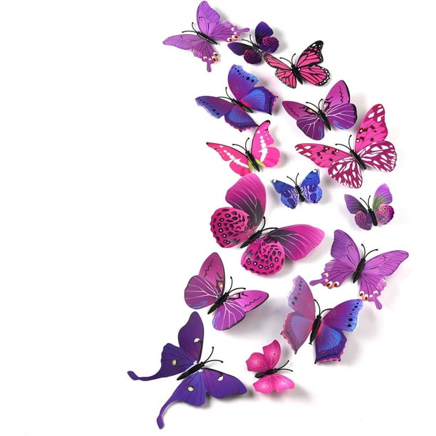 Decoración de pared de mariposa, decoración de pared de mariposa 3D, 36  piezas, decoración de pared 3D, mariposas decorativas para pared,  calcomanías