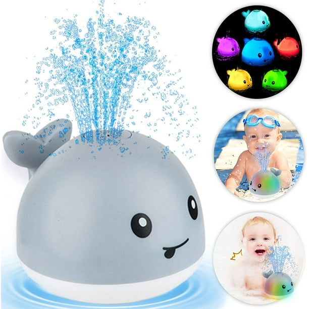  ZHENDUO - Juguete de baño para bebé, ballena con espray  automático de agua con luz, aspersor de inducción, juguete para tina,  regadera, baño y alberca para bebés, niños y niñas 