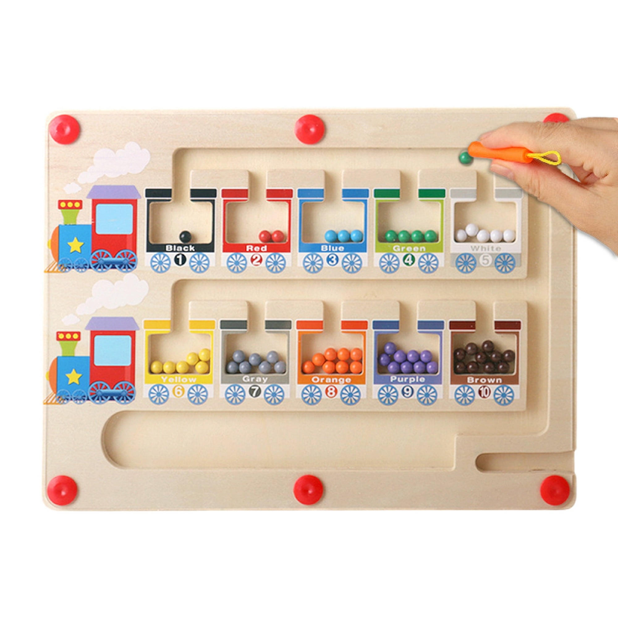 Juguetes Montessori para niños de 3 años, 3 en 1, laberinto magnético de  color y número y rompecabezas de números de madera, juguetes de  clasificación