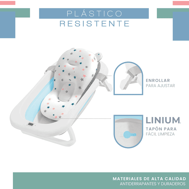 Bañera Moderna Para Bebé Linium con Termómetro Color Azul