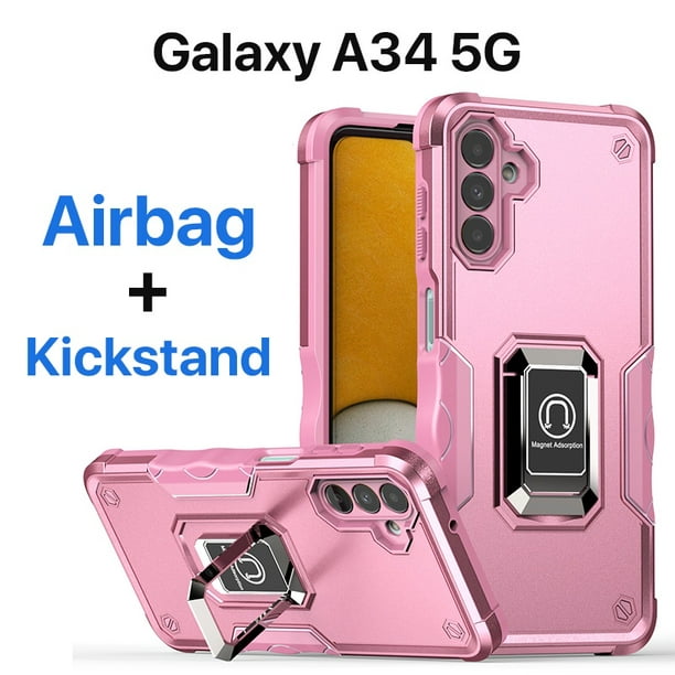 Funda para Samsung A34 5G, Samsung Galaxy A34 5G, con protector de pantalla  de vidrio templado, 4 bolsas de aire incorporadas, no amarillea, funda