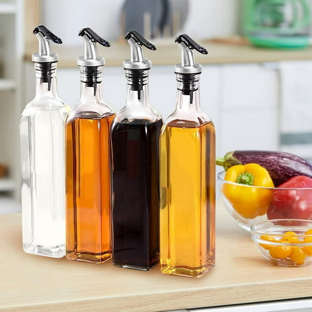 Wesuy Dispensador moderno de aceite de oliva, recipientes de condimentos de  cocina de 22 onzas con medición y boquilla fácil de verter, botella