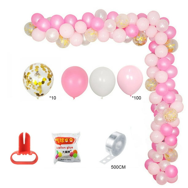 Set 10 Globos Rosa Dorado Cumpleaños Confetti Decoración