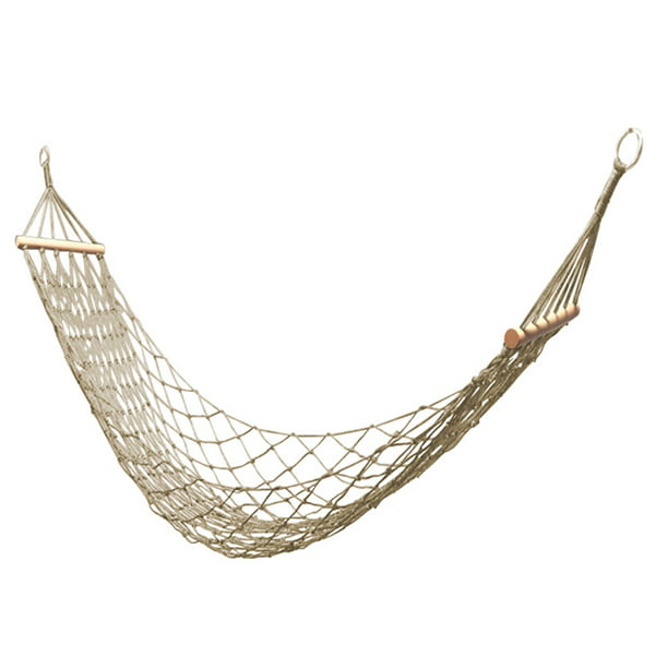 Tradineur - Hamaca colgante de algodón 210 x 150 cm. Hamaca de lona  natural, ligera con cuerdas para exterior, camping, terraza
