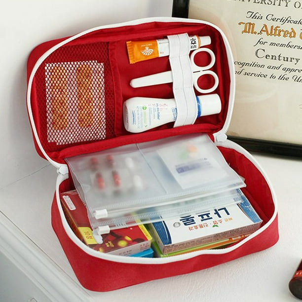 1 x bolsa de primeros auxilios de seguridad vacía, kit de primeros auxilios  de viaje portátil, mini bolsa médica, bolsa de almacenamiento de paquete de  medicina vacía (rojo) TUNC Sencillez