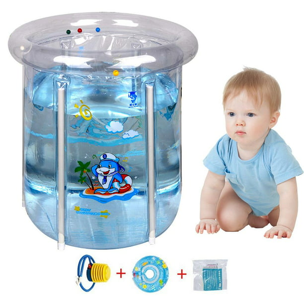  Bañera inflable para bebé, ayuda a la bañera de recién nacidos  a niños pequeños con bomba de aire para viajes (morado, grande) : Bebés