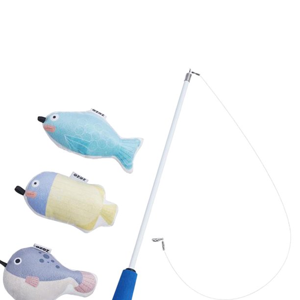 Juguetes interactivos de pesca de juguete para gatos, varita de
