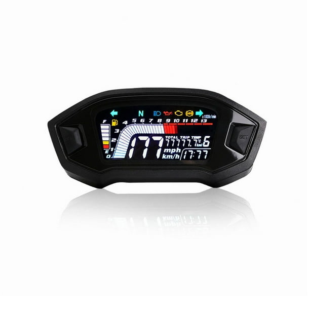 Cuentakilómetros Moto Velocímetro para motocicleta, tacómetro Universal,  indicador Digital LCD, medi Abanopi Cuentakilómetros Moto