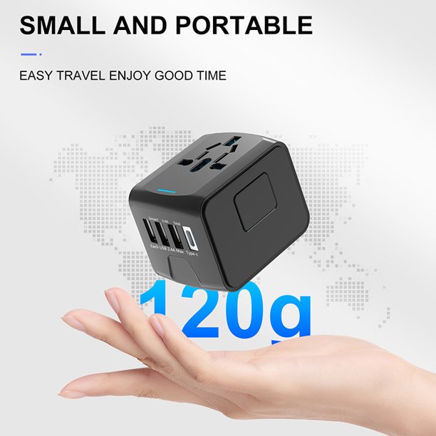 Adaptador de viaje, adaptador de enchufe universal con puertos USB tipo C +  3 y enchufe de CA, enchufe adaptador de Francia a EE. UU., Reino Unido,  Alemania, Tailandia, Italia, etc. JAMW