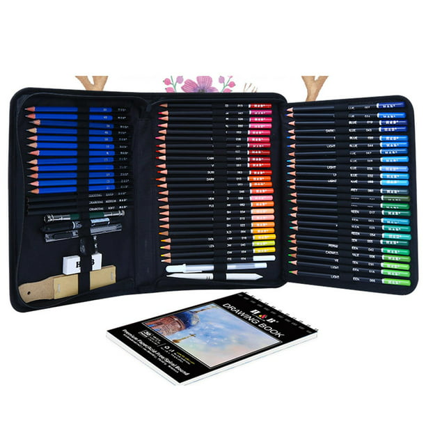 H & B 72 lápices de colores, juego de lápices de dibujo a base de aceite,  lápices de colores profesionales para adultos principiantes, suministros de