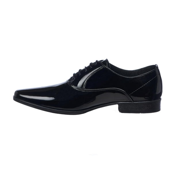 Zapatos Oxford Para Hombre De Vestir Formales Lisos Charol Negros 034C13  negro 25 Incógnita 034C13