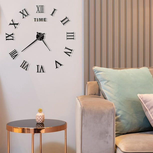 FERRISA Reloj de pared sin marco, 3 en 1, reloj de pared grande 3D sin  marco de 47 pulgadas, reloj de pared 3D DIY para sala de estar, dormitorio