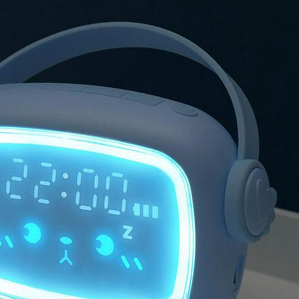 ZOLGINAH Reloj Despertador para Niños Iluminar Lámpara LED Digital Reloj Despertador  Luz Nocturna Niña Niños Día Noche Niño Volumen Ajustable Snooze Carga USB  Reloj Despertador-Azul