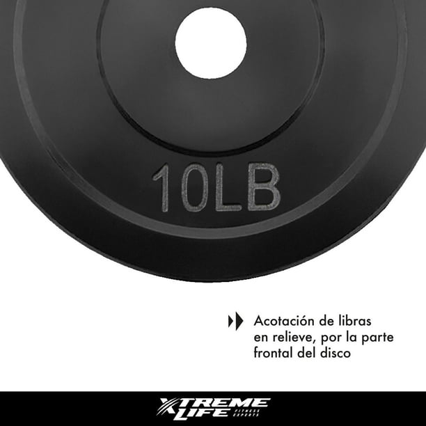 Discos Para Pesas Kit de 90 Lbs Recubiertos Ejercicio GYM negro M Xtreme  Life DPDC90000000