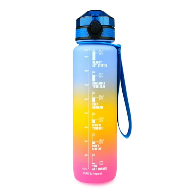 BOTTLE BOTTLE Botella de agua motivacional con marcador de tiempo, botella  de agua deportiva de 32 onzas, botella de agua a prueba de fugas, para