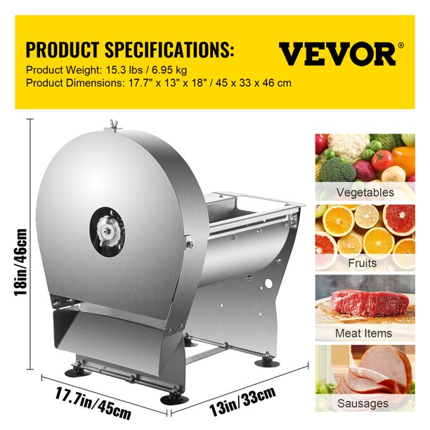 VEVOR Cortadora Comercial de Verduras 0,95 CM Cortadora de