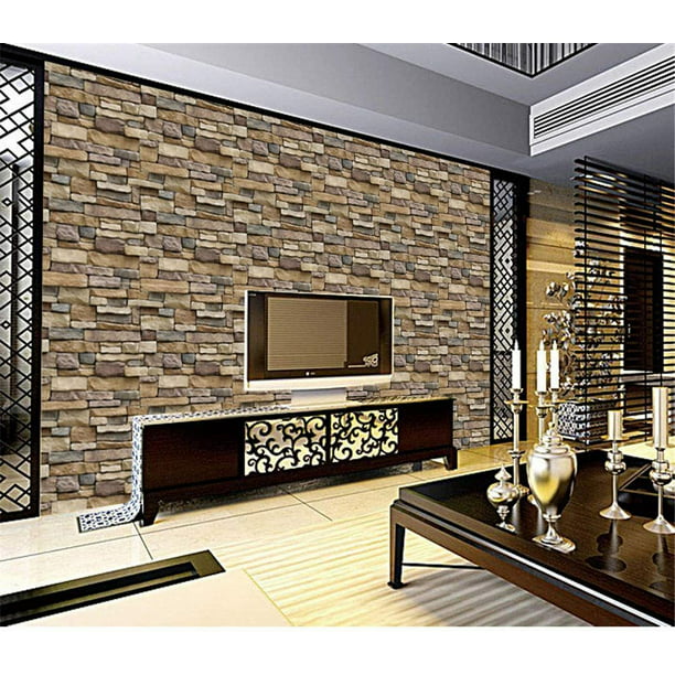 10 paneles de pared 3D (19.4 pies cuadrados) para despegar y pegar, de PVC  con piedra sintética, paneles decorativos 3D para el hogar, la cocina, el