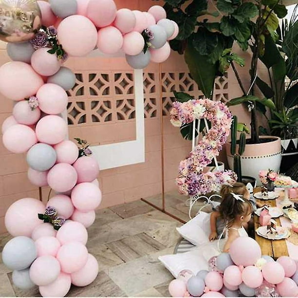 Arco Globos Base Flores  Globos, Decoración con globos, Rosa claro