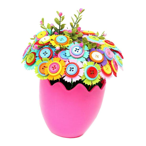 Artes y manualidades para niñas de 6 a 12 años, haz tu propio ramo de  flores con botones y flores de fieltro, suministros de actividades de  bricolaje