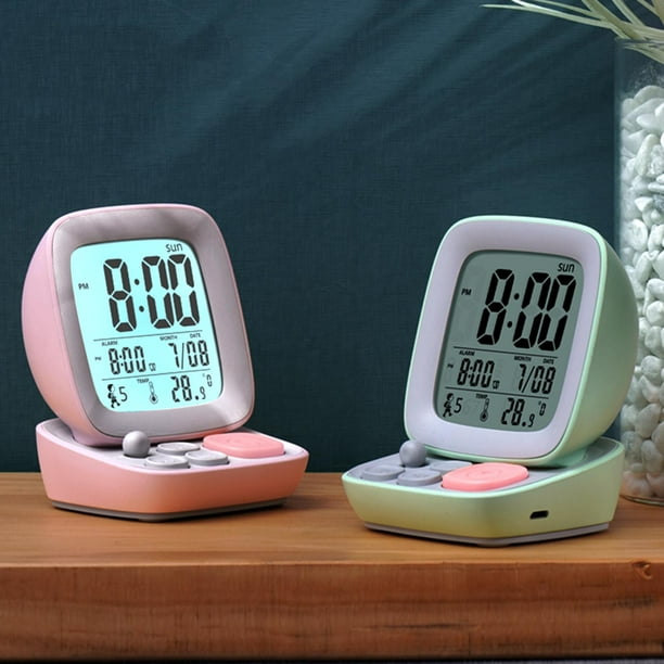 Radio despertador digital colorida, radio reloj pequeño, con superficie de  espejo, alarma doble, repetición, radio FM, temporizador de sueño, puerto