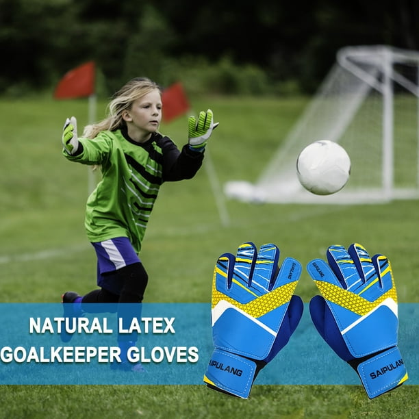 Guantes de fútbol para niños Accesorios deportivos de PU elásticos  ajustables (7 verdes)