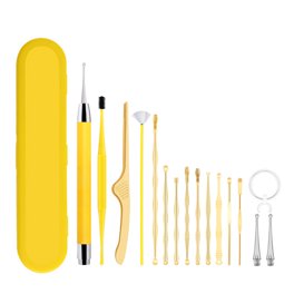 6pcs / set Kits de limpieza de oídos Cureta removedora de cera de acero  inoxidable TFixol Natural