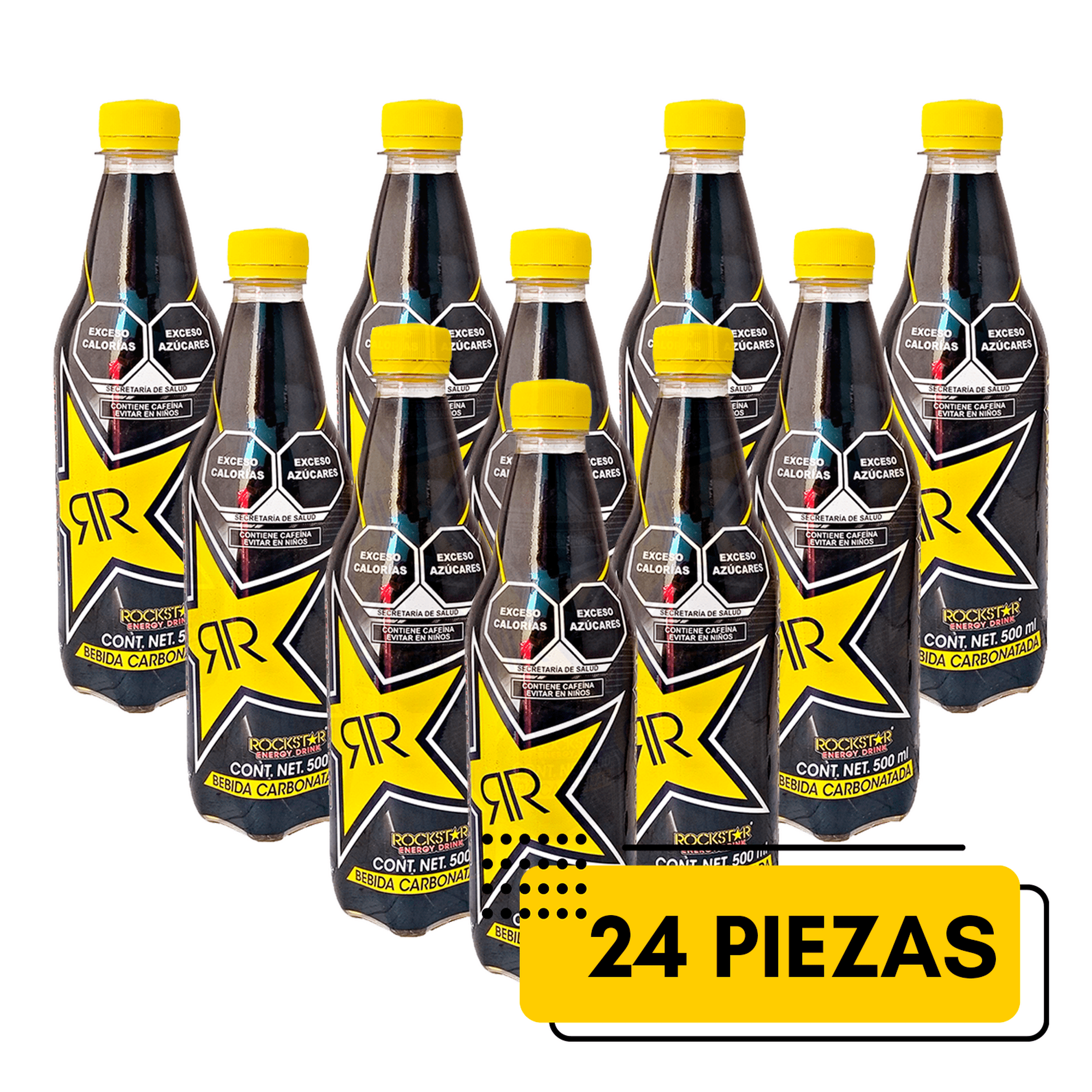 24 Bebida Rockstar Taurina Cafeina Guarana Energy 500ml. Energetizante