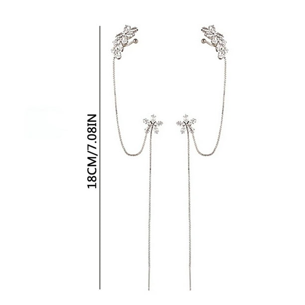 Nuevos aretes de borla a la moda (un par) borla de flor de circón alambre  de oreja integrado con Clip para oreja Wmkox8yii fajkfhkj5137