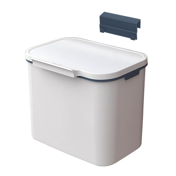 Paquete de 2 cubos de basura colgantes y 2.4 galones para puerta de  gabinete, pequeño cubo de basura debajo del fregadero con tapa, gris +  blanco – Yaxa Store