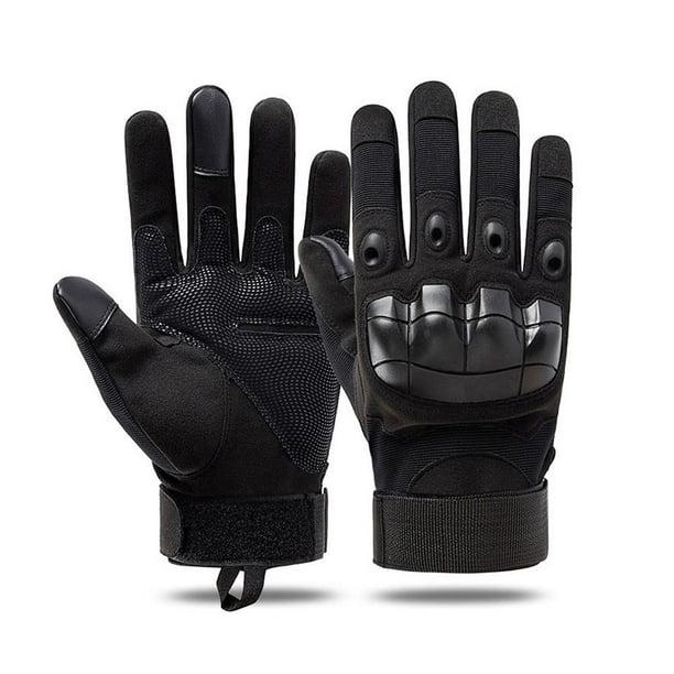 Guantes de cuero para motocicleta, protector de nudillos, ventilación de  dedos, guantes de moto para pantalla táctil (L)