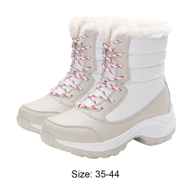 Zapatos de nieve térmicos de invierno para mujer al aire libre, cálidos  botines impermeables con cordones de felpa, calzado de mujer