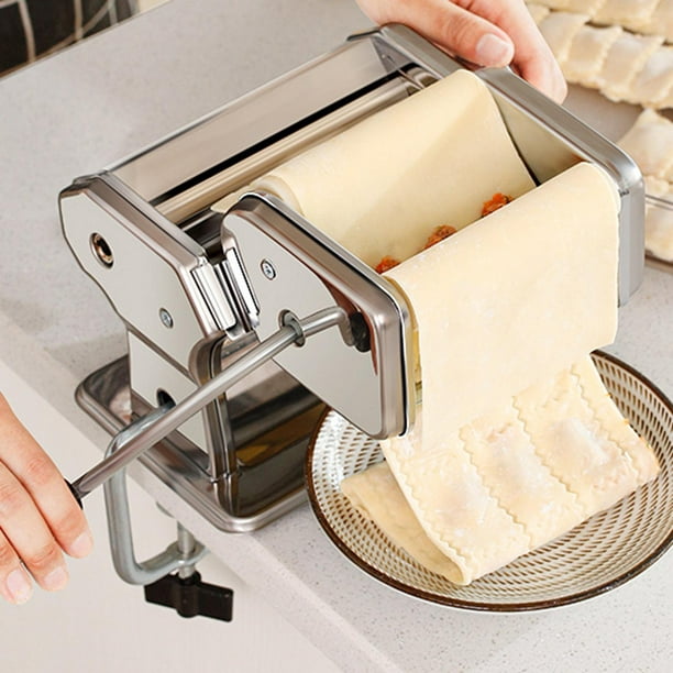 Máquina para hacer pasta, hecho en casa de acero inoxidable manual con  ajustes de grosor ajustables, cortador de fideos resistentes para  espaguetis