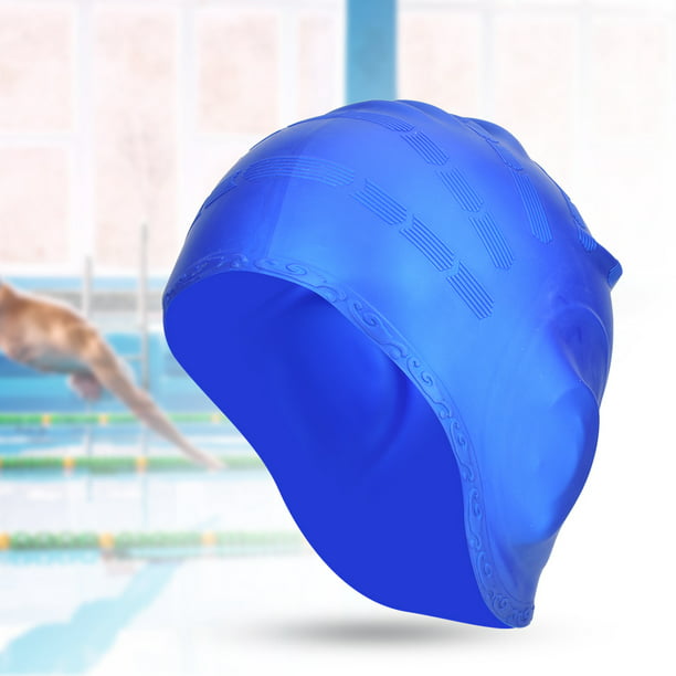  Gorro de piscina de natación, gorro de piscina, gorro protector  de natación, silicona cómoda para el cabello largo y protección de los  oídos adultos niños unisex para piscina (negro) : Deportes