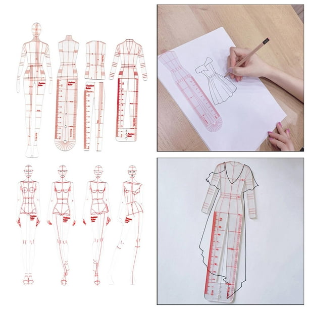 Regla Curva Francesa Costura Regla para Patrones Diseño Plantilla de Dibujo  por 5 Piezas