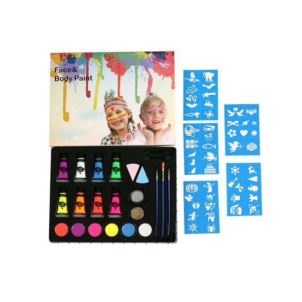 Kit de pintura facial para niños, 67 plantillas, 18 kit de pintura facial a  base de agua profesional, paleta y libro de pintura facial sensible no