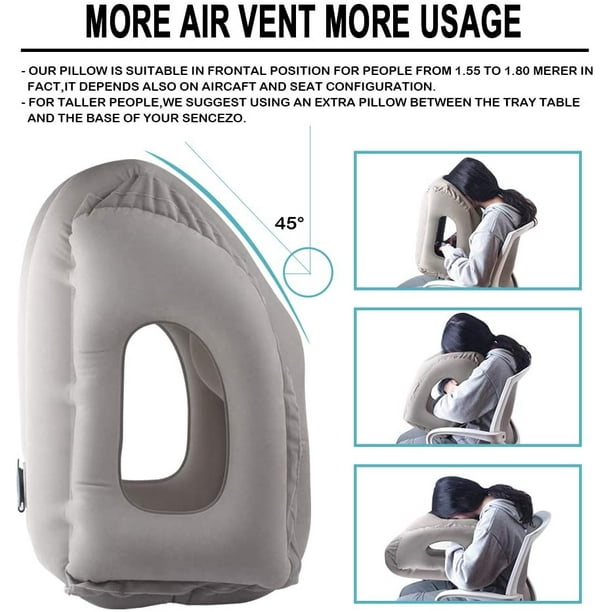 JefDiee Almohada inflable de viaje, almohada de cuello de avión que soporta  cómodamente la cabeza y la barbilla para aviones, trenes, automóviles