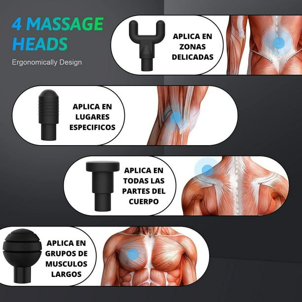 Pistola de masaje, masaje muscular de percusión profunda para aliviar el  dolor, relajación portátil del cuello de la espalda del cuerpo, masajeador