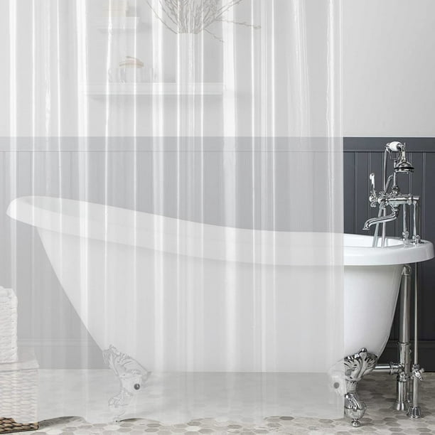 AmazerBath Forro de cortina de ducha resistente de calibre 12, 72 x 72  pulgadas, forro de cortina de ducha transparente con 3 piedras  transparentes y