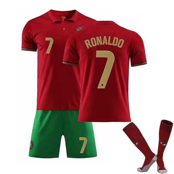 Camiseta de fútbol de Portugal Cristiano Ronaldo n.º 7, camiseta para  jóvenes/niños, camiseta de fútbol local, conjunto corto con calcetín--  BmatwkZeng Bmatwk Jersey