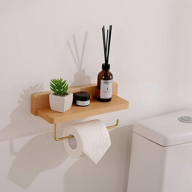 Portarrollos de papel higiénico de madera montado en la pared, portarrollos  adhesivo, accesorios modernos para baño -  España